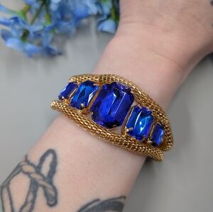 Gorgeous Oversized Blue Crystal Blingy Vintage Bracelet